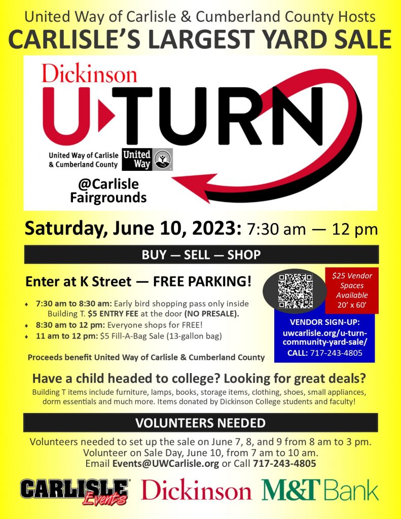 UTURN “Carlisle’s Largest Yard Sale” 6/10/23 Carlisle United Way